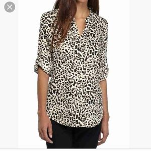 NWT Calvin Klein Leopard Print Button Up Blouse